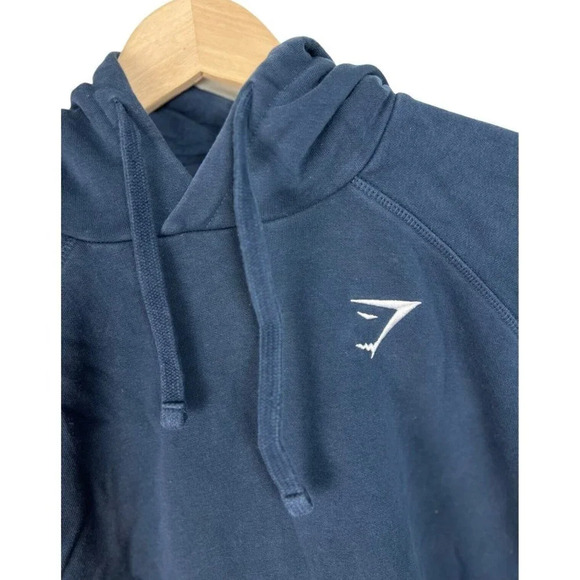 Gymshark Navy Blue Hoodie Size Medium Cotton Blend Logo Men’s - Picture 3 of 9
